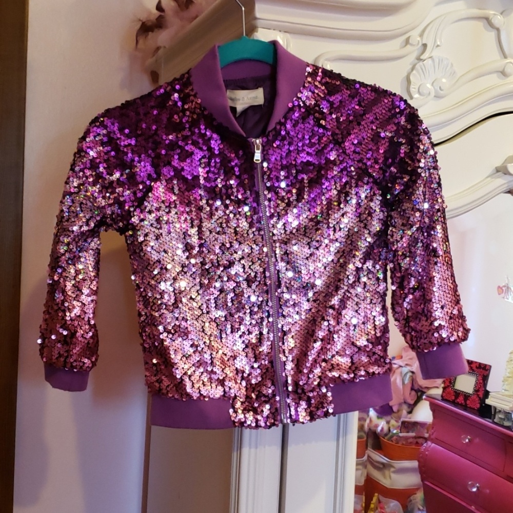 Girls Purple Sequin Jacket